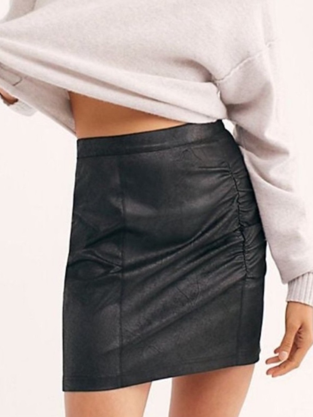 NWT Free People Rumi Ruched Faux Suede Mini Skirt